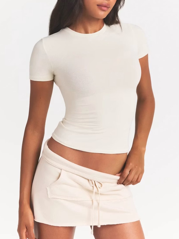 Skims Cotton Jersey T Shirt - Bone